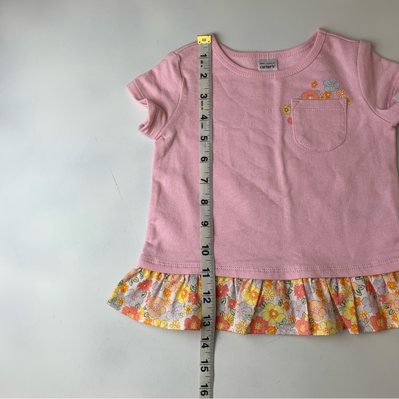 NWT Carters Girls Pink Ruffled Jersey Tee Size 18 Months - Picture 5 of 7